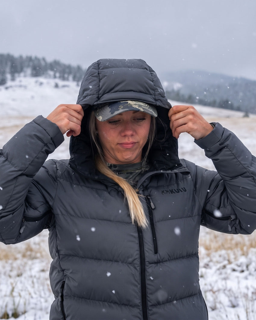 Women's Super Down PRO Hooded Jacket | Gunmetal